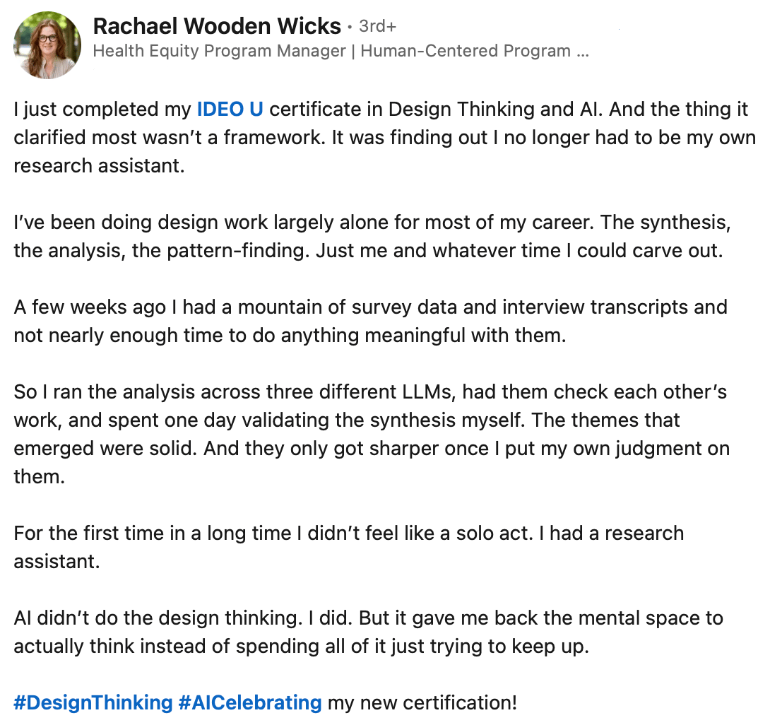 Rachael Wooden Wicks AI x DT testimonial